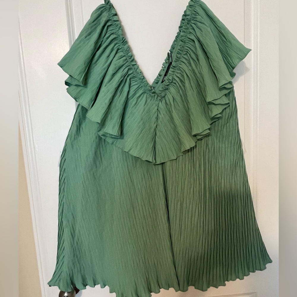 NWT green dress with front and back v-neck